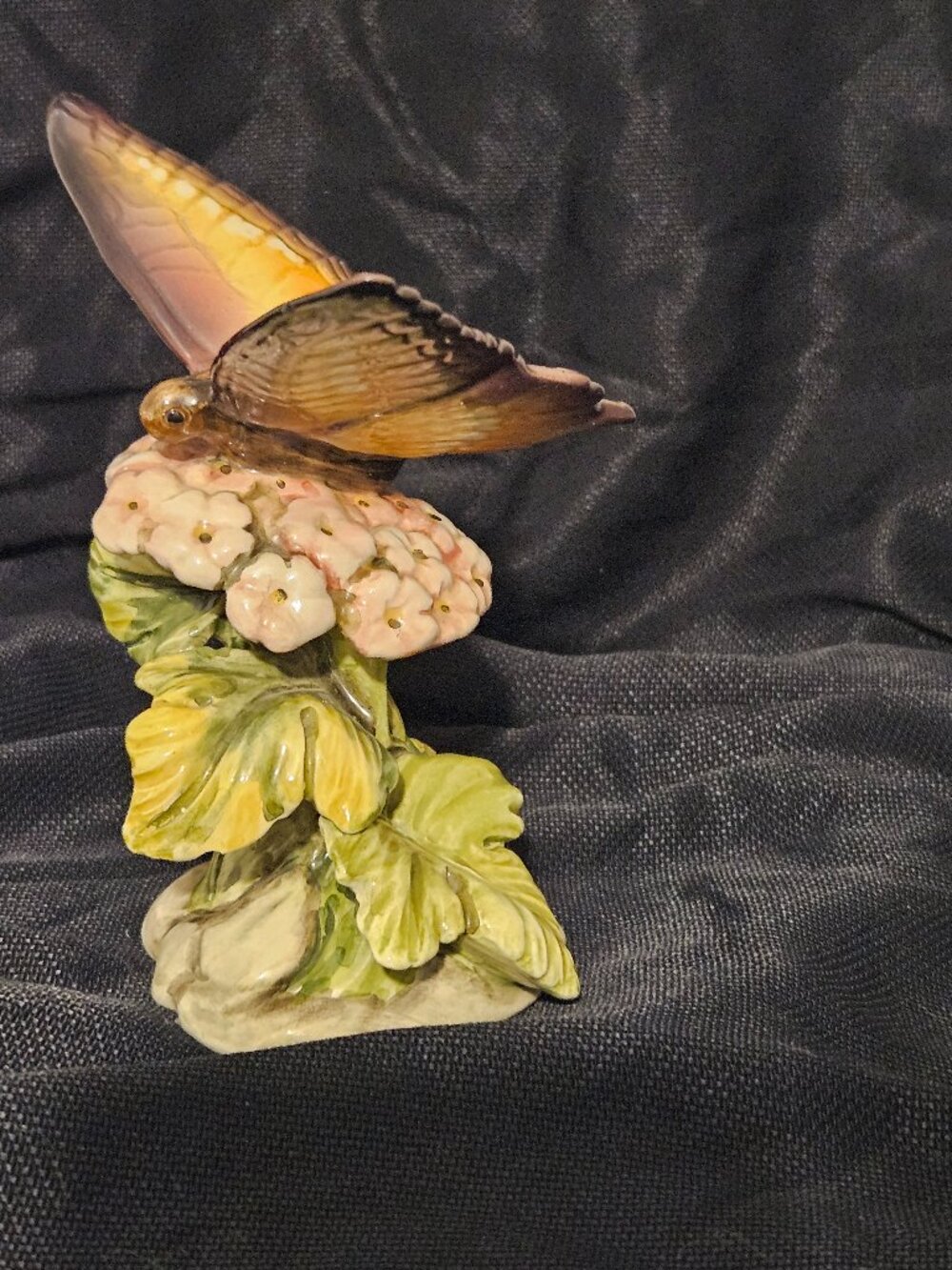 Vintage Italian Ceramic Butterfly on Flowers Signed Roman from Italy